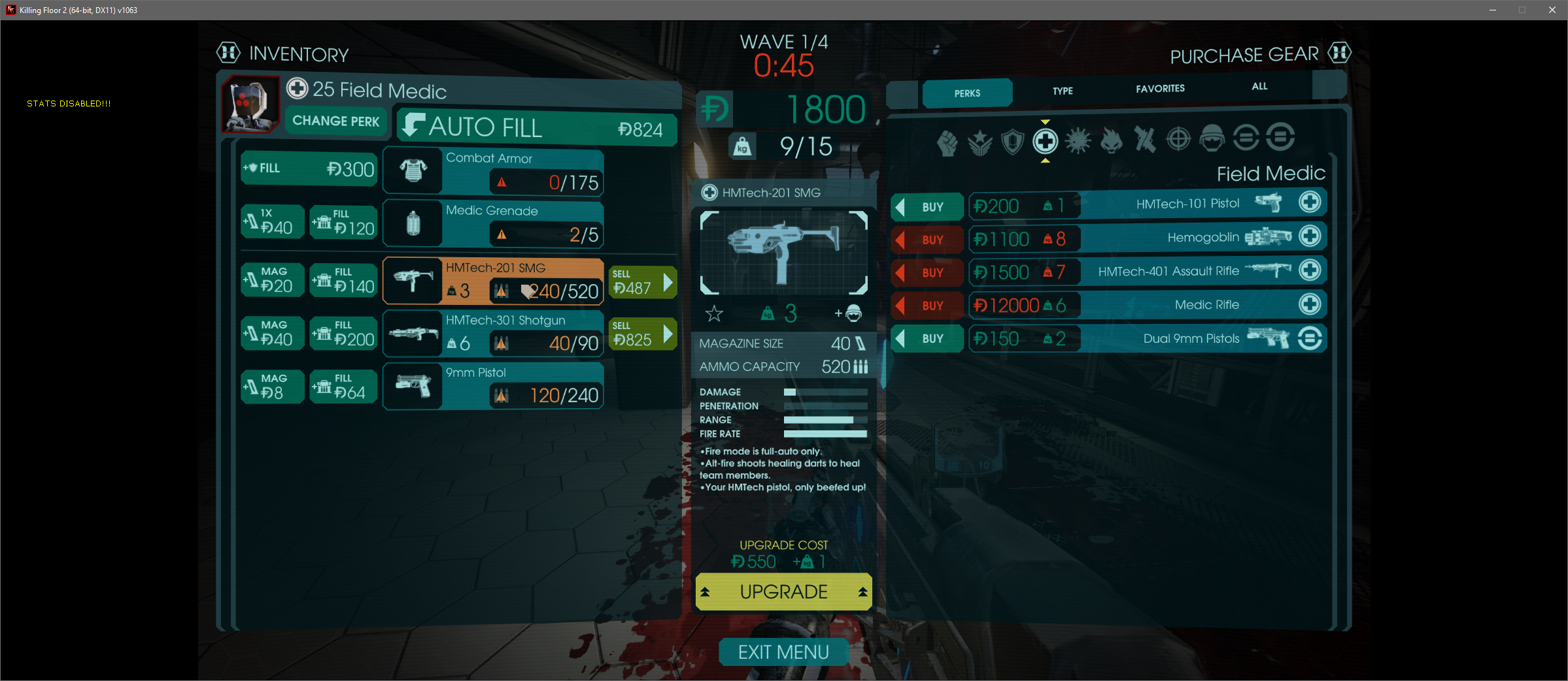 killing floor 2 weapons stats list